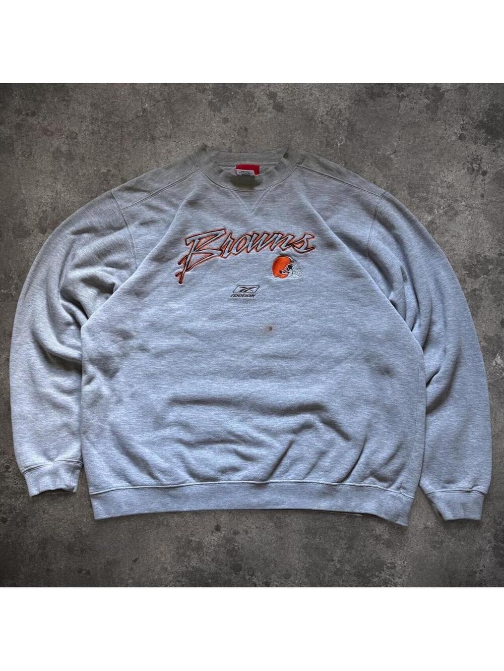 Fire Vintage Reebok Cleveland Browns gray crewneck sweatshirt